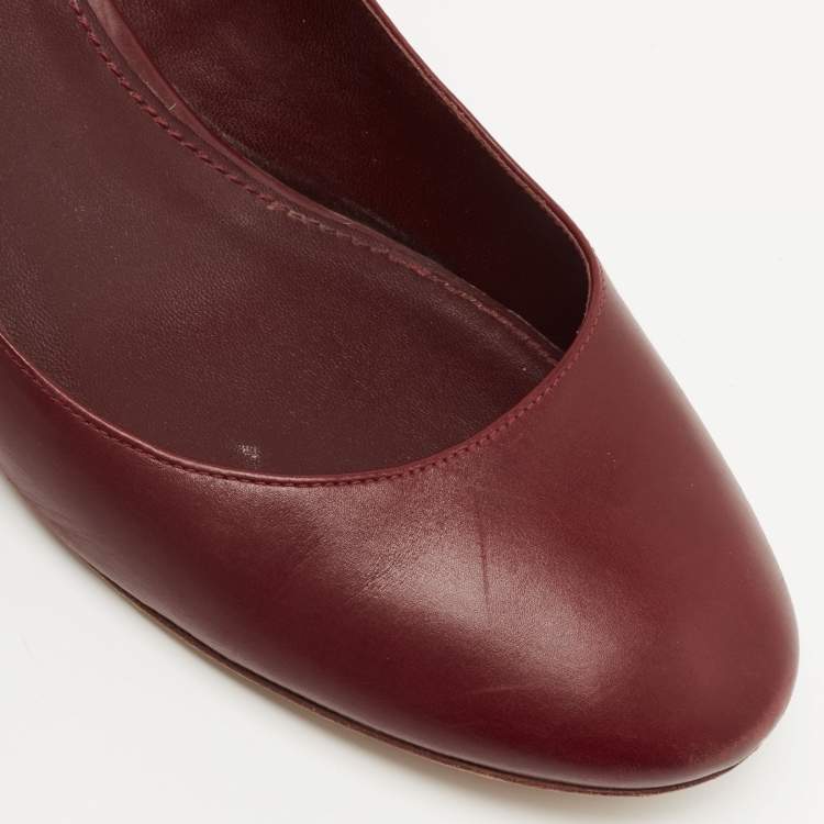 مملوكة مسبقًا Tory Burch Burgundy Leather Elizabeth Pumps Size 41.5 