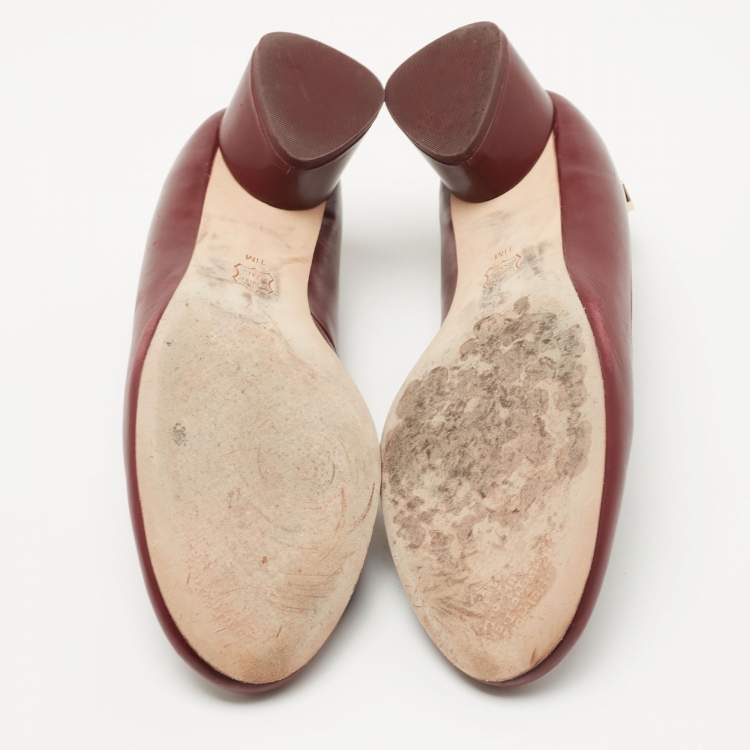 مملوكة مسبقًا Tory Burch Burgundy Leather Elizabeth Pumps Size 41.5 
