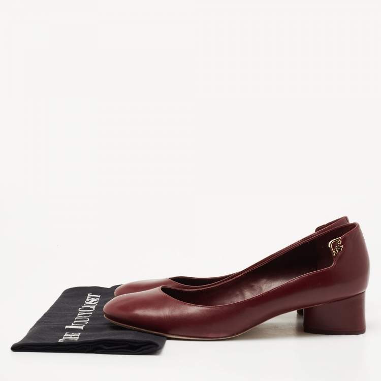 مملوكة مسبقًا Tory Burch Burgundy Leather Elizabeth Pumps Size 41.5 