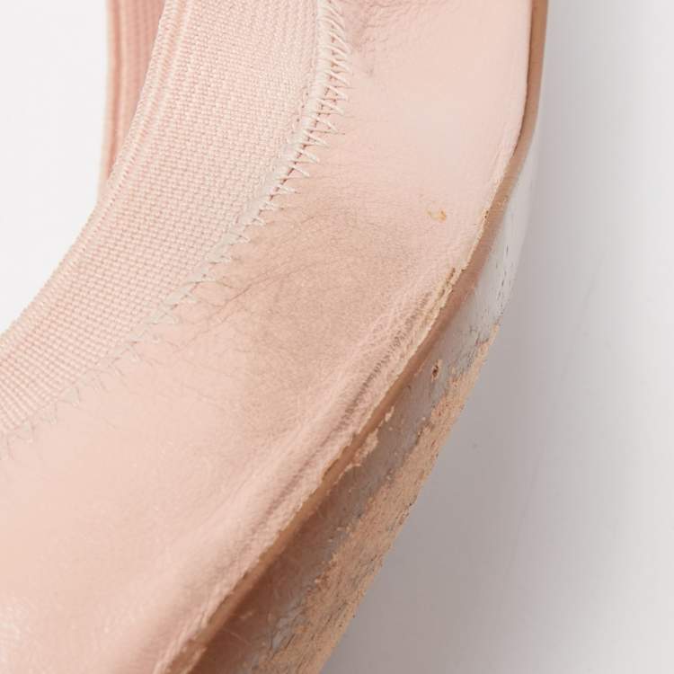 Pre Owned Tory Burch Pink Patent and Leather Caroline Ballet Flats Size 40