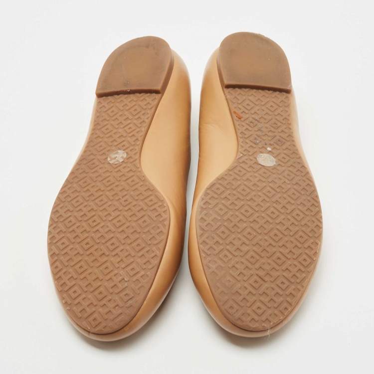 Pre Owned Tory Burch Brown Leather Lowell Ballet Flats Size 37