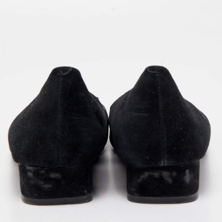Pre Owned Tory Burch Black Suede Gigi Ballet Flats Size 40