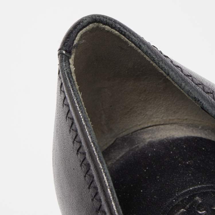 Pre Owned Tory Burch Black Leather Sophie Wedge Pumps Size 39.5 
