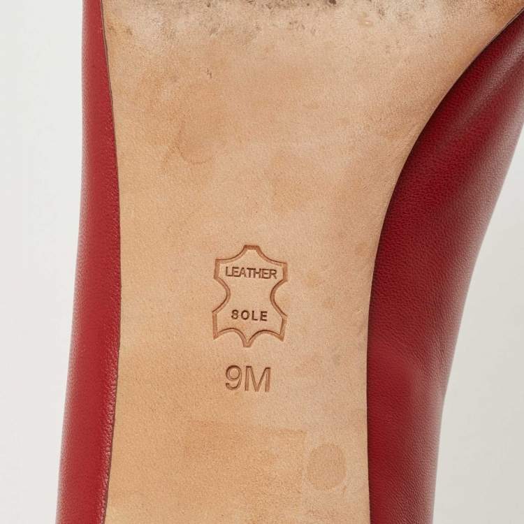مملوكة مسبقًا Tory Burch Red Leather Caterina Block Heel Pumps Size 39