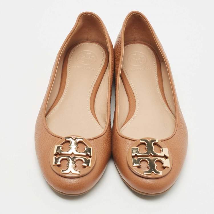 Pre Owned Tory Burch Brown Leather Ballet Flats Size 35.5