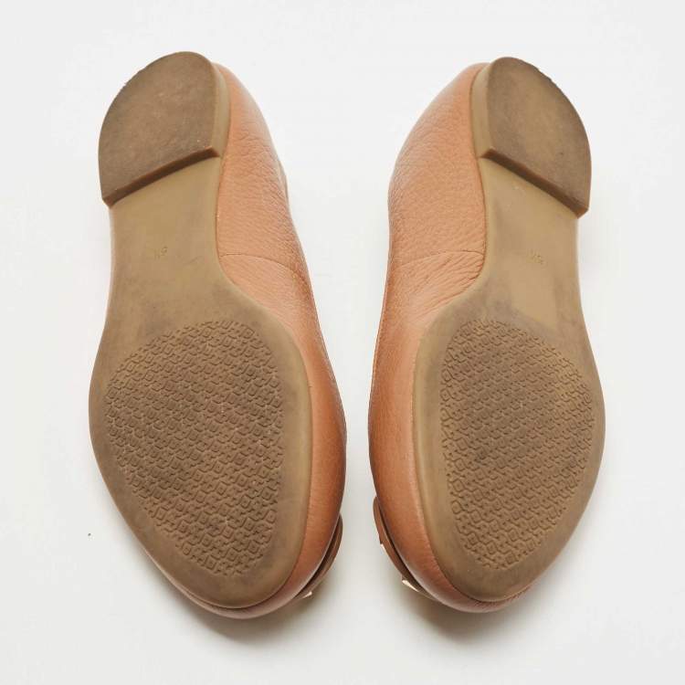 Pre Owned Tory Burch Brown Leather Ballet Flats Size 35.5