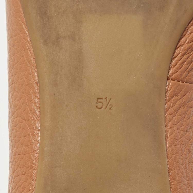 Pre Owned Tory Burch Brown Leather Ballet Flats Size 35.5