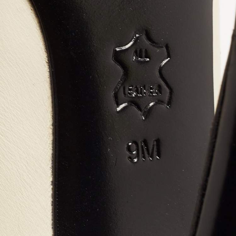 مملوكة مسبقًا Tory Burch Black/White Brogue Leather Everly Pumps Size 39.5