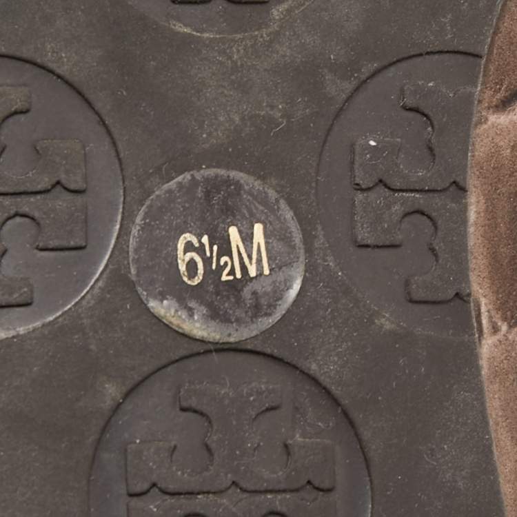Pre Owned Tory Burch Brown Croc Embossed Leather Reva Ballet Flats Size 37