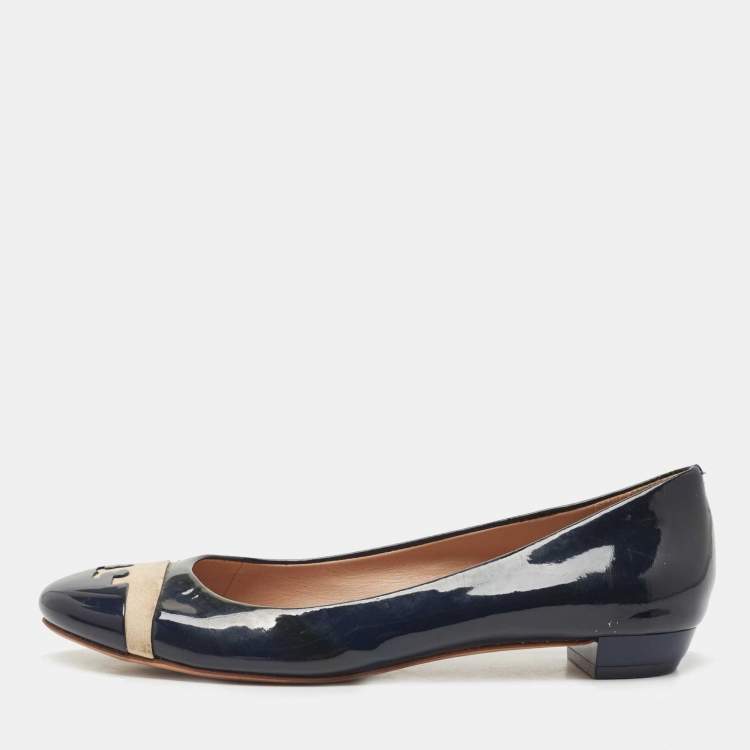 Tory burch navy blue cheap flats