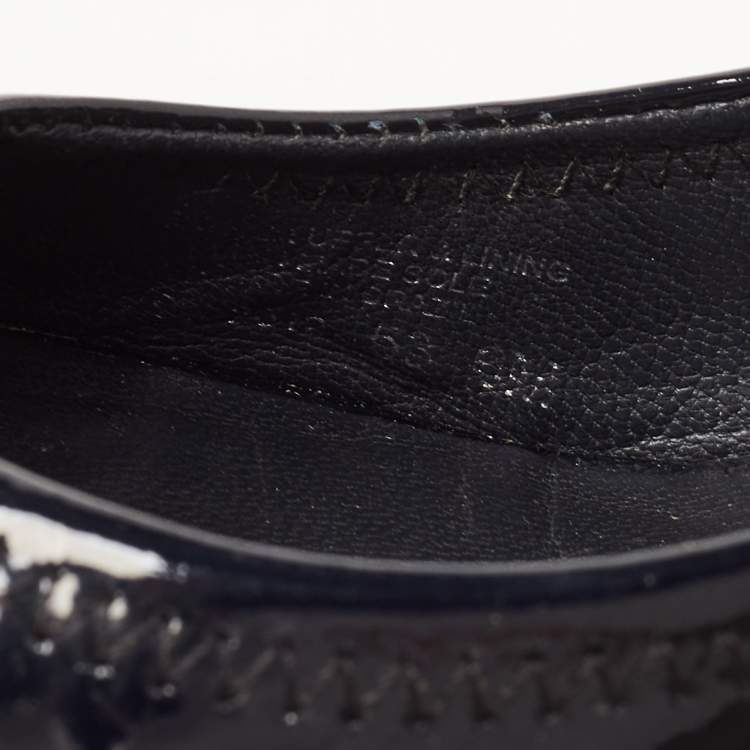 Pre Owned Tory Burch Navy Blue Patent Leather Wedge Pumps Size 36.5 