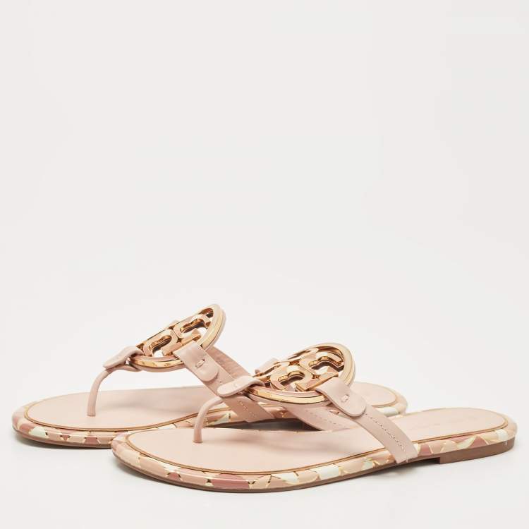 Tory Burch Pink Leather Mini Miller Thong Flat Sandals Size 41 Tory Burch