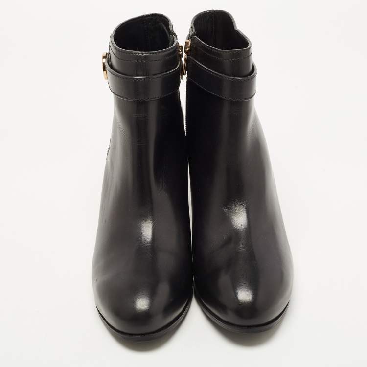 Pre Owned Tory Burch Black Leather Ankle  Boots Size 41.5