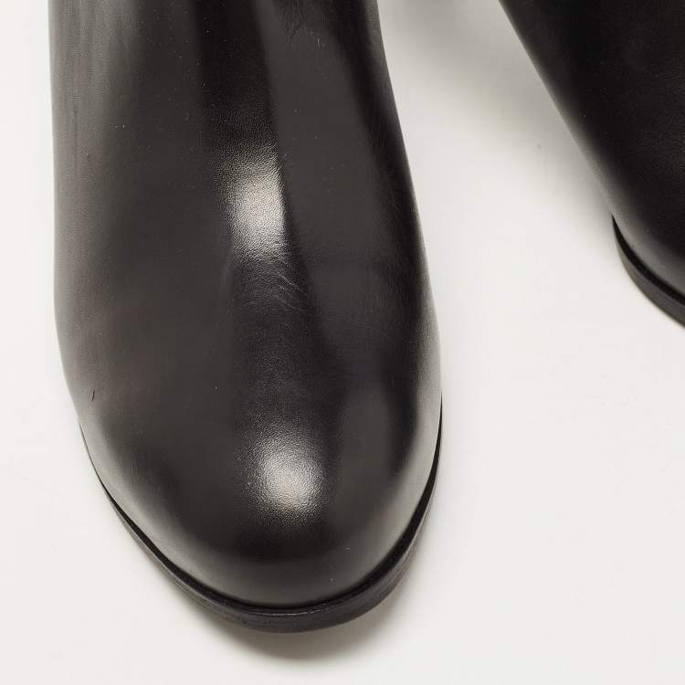 Pre Owned Tory Burch Black Leather Ankle  Boots Size 41.5