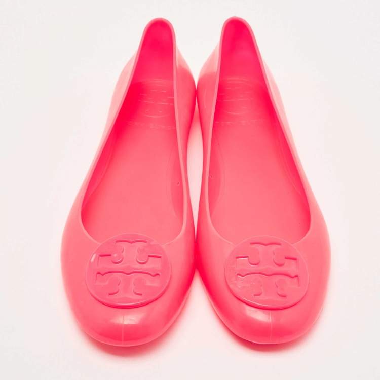 Pre Owned Tory Burch Pink Rubber Ballet Flats Size 39