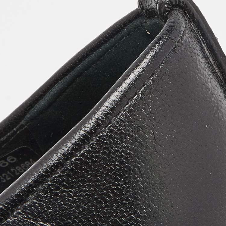 Pre Owned Tory Burch Black Leather Hana Metal Chain Block Heel Pumps Size 38.5