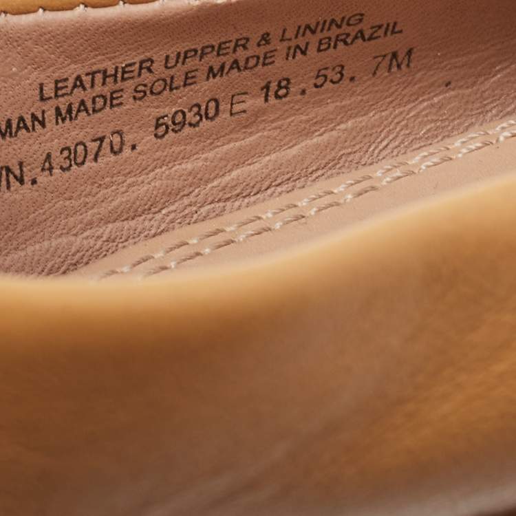Pre Owned Tory Burch Beige Leather Lowell Ballet Flats Size 37.5