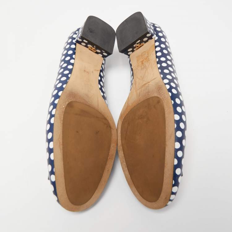 Pre Owned Tory Burch Blue/white Leather Gigi Pumps Size 38.5