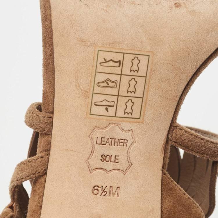 Pre Owned Tory Burch Brown Suede Ankle Strap Sandals Size 36.5