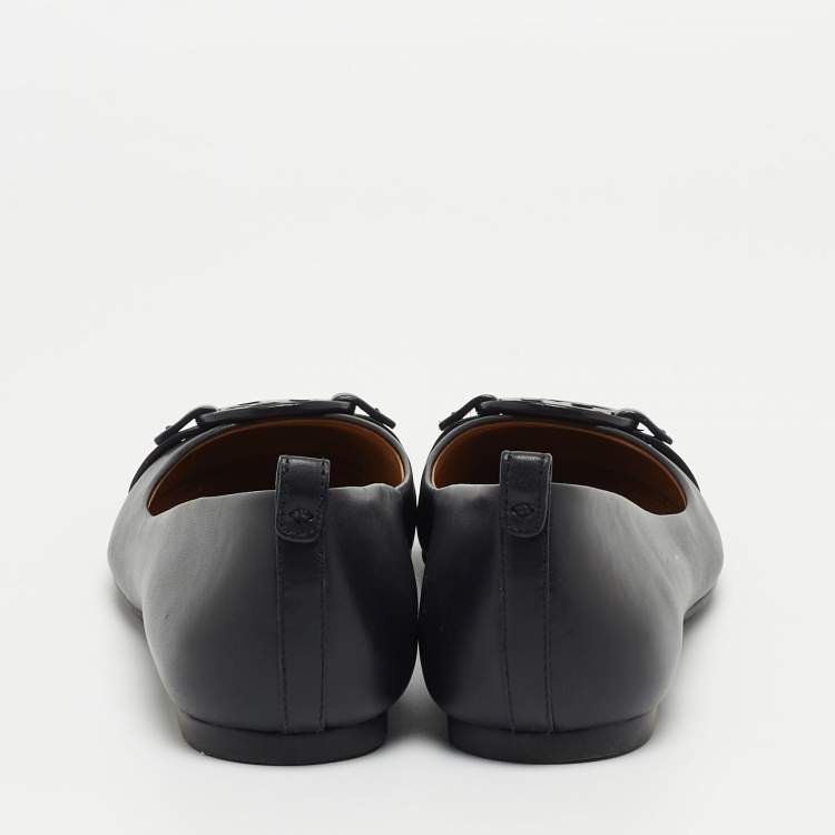 مملوكة مسبقًا Tory Burch Black  Leather Luisa Micro Ballet Flats Size 38.5