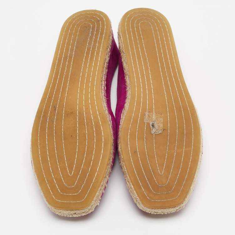 Pre Owned Tory Burch Purple Suede Espadrille Flats Size 37.5