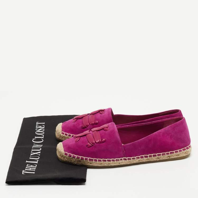 Pre Owned Tory Burch Purple Suede Espadrille Flats Size 37.5