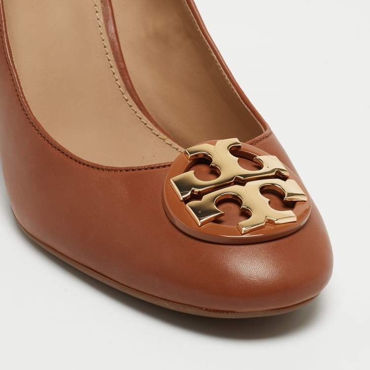 مملوكة مسبقًا Tory Burch Brown Leather Janey Pumps Size 40