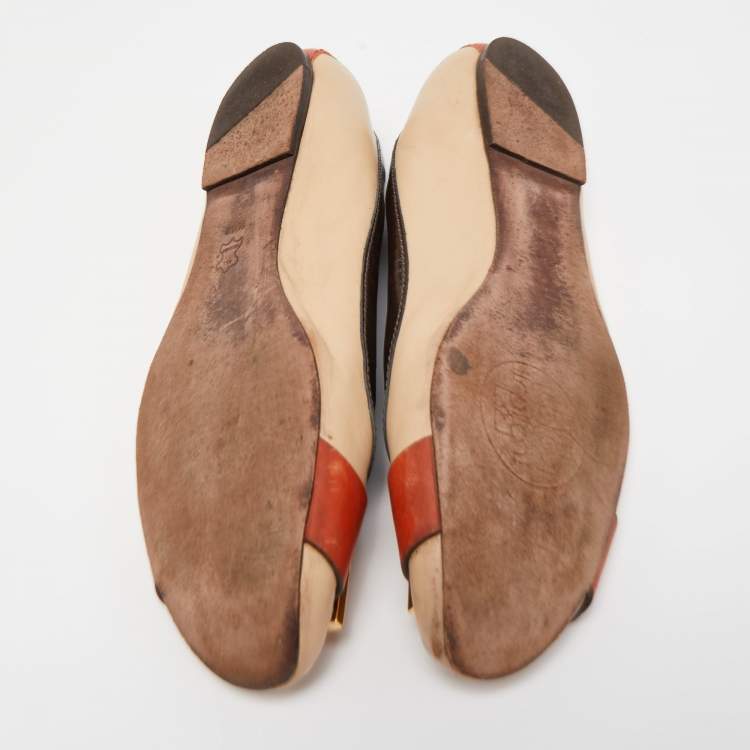 Pre Owned Tory Burch Tricolor Leather Ballet Flats Size 40.5 