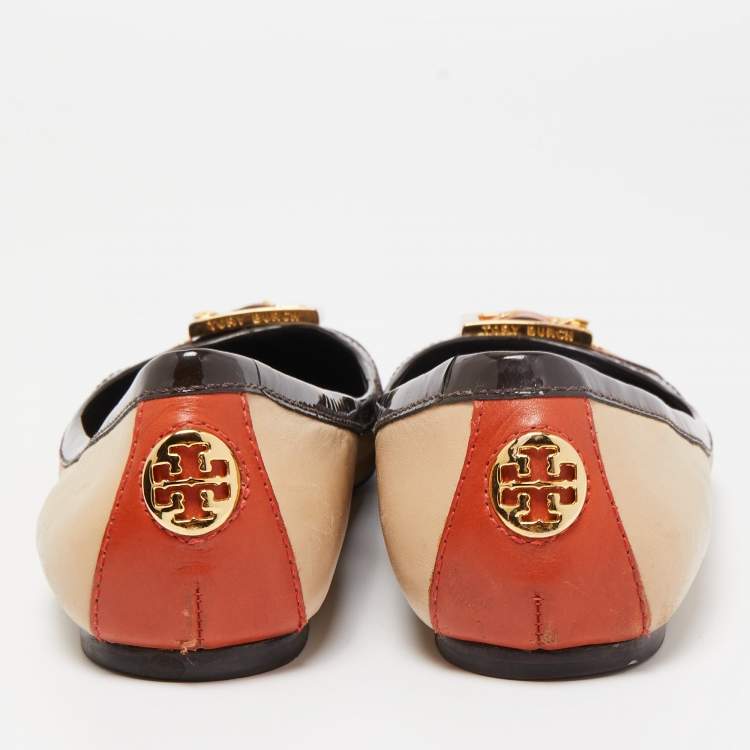 Pre Owned Tory Burch Tricolor Leather Ballet Flats Size 40.5 