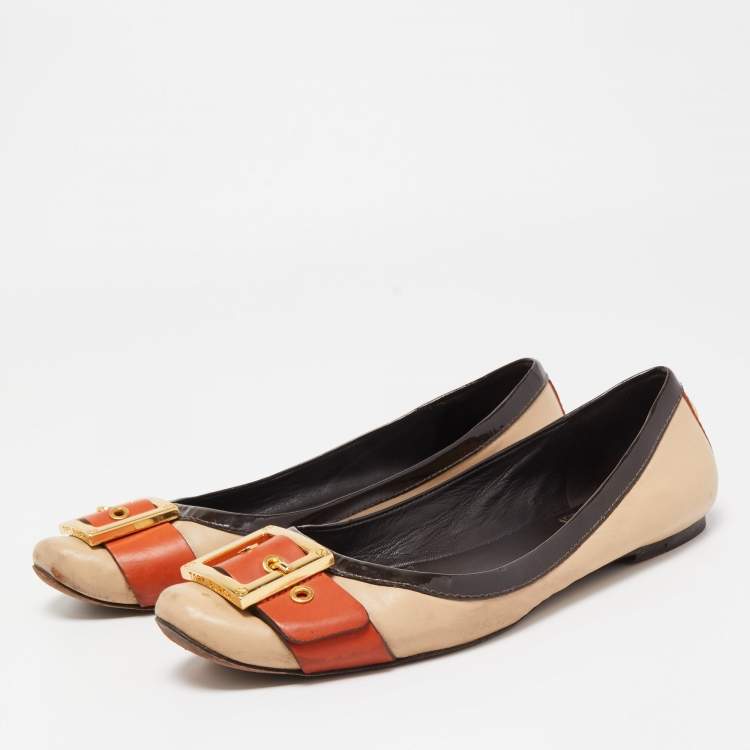 Pre Owned Tory Burch Tricolor Leather Ballet Flats Size 40.5 