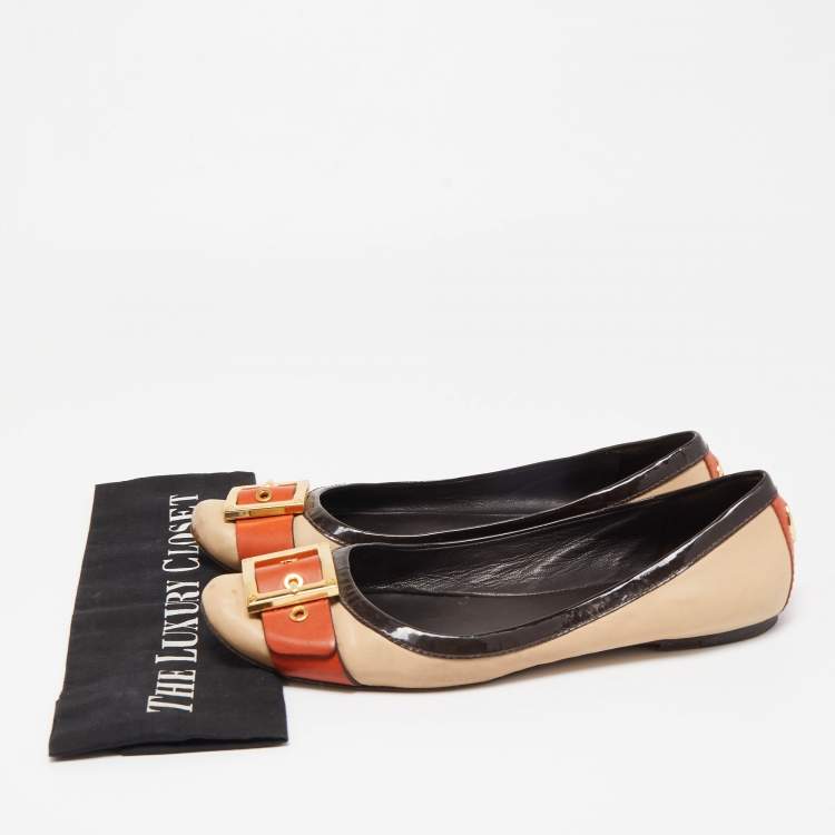 Pre Owned Tory Burch Tricolor Leather Ballet Flats Size 40.5 
