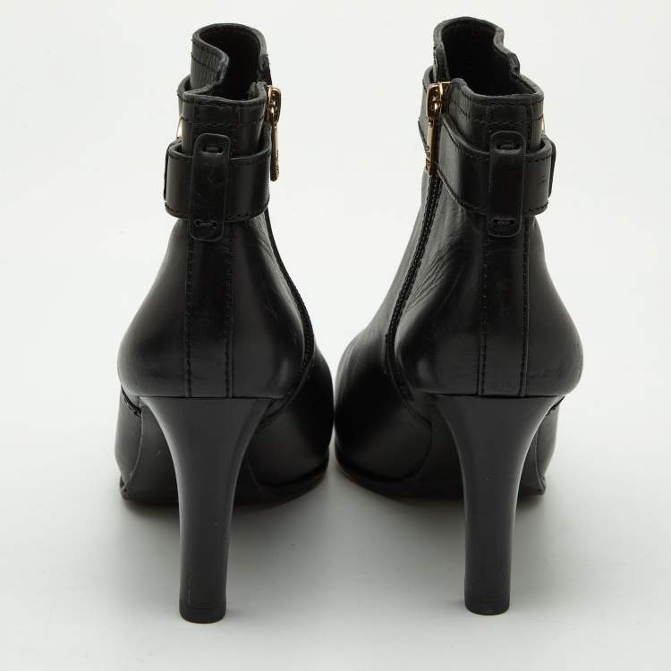 Pre Owned Tory Burch Black Leather Ankle Boots Size 39