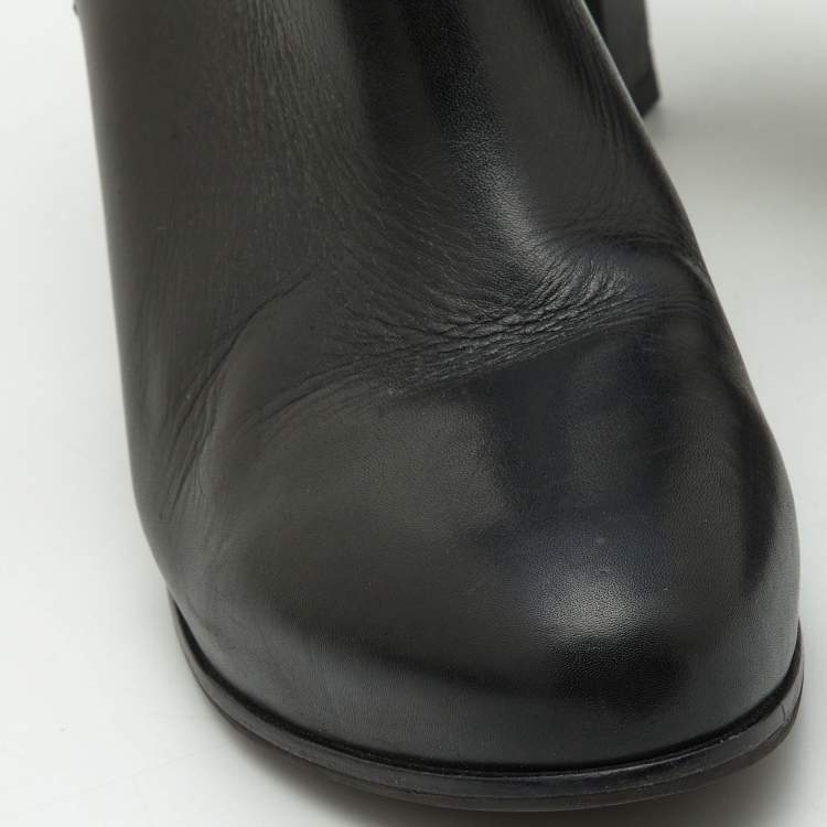 Pre Owned Tory Burch Black Leather Ankle Boots Size 39
