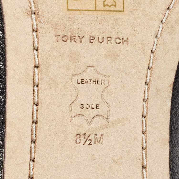 Pre Owned Tory Burch Black Leather Perrine Loafers Size 39