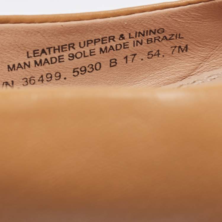 Pre Owned Tory Burch Beige Leather Melinda Ballet Flats Size 37.5