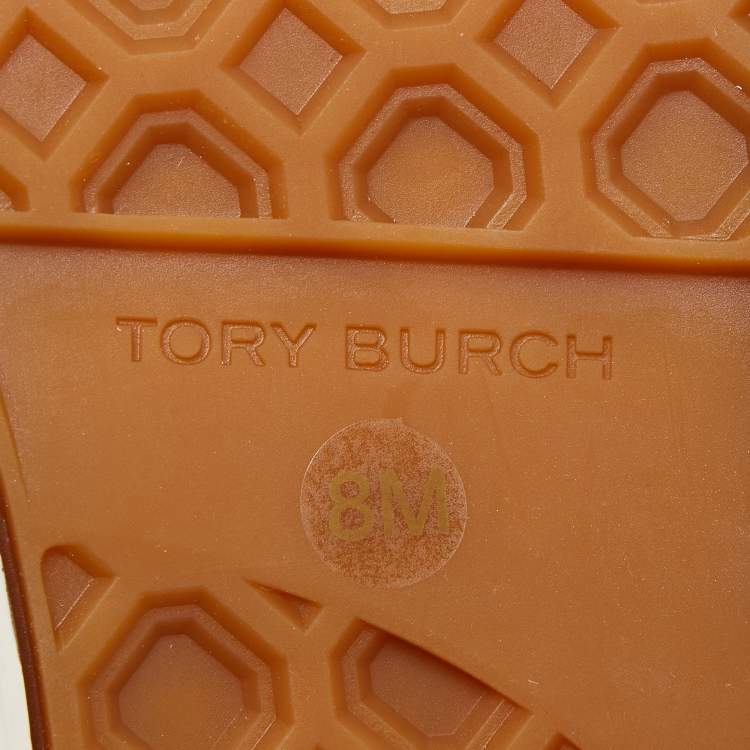 Pre Owned Tory Burch White/Blue Canvas Low Top Sneakers Size 38