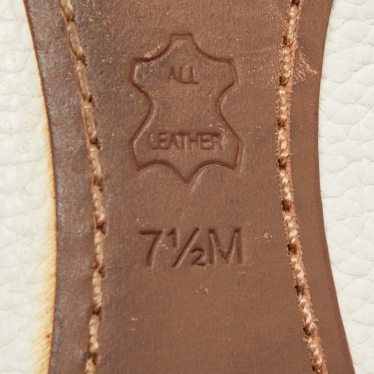 Pre Owned Tory Burch Off White Leather Cline Peep Toe Flats Size 38