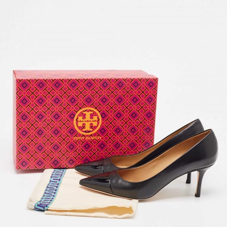 مملوكة مسبقًا Tory Burch Black Patent and Leather Penelope Pumps Size 40
