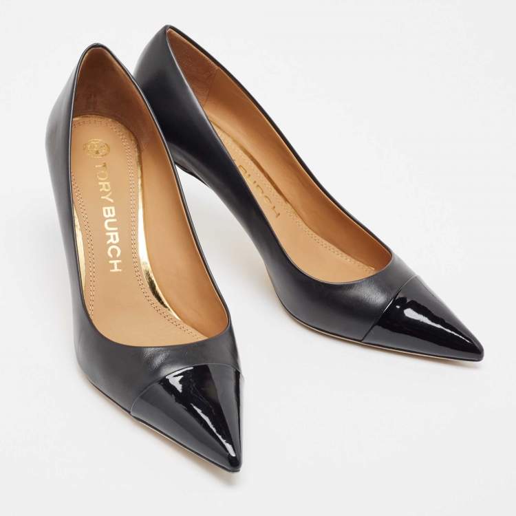 مملوكة مسبقًا Tory Burch Black Patent and Leather Penelope Pumps Size 40