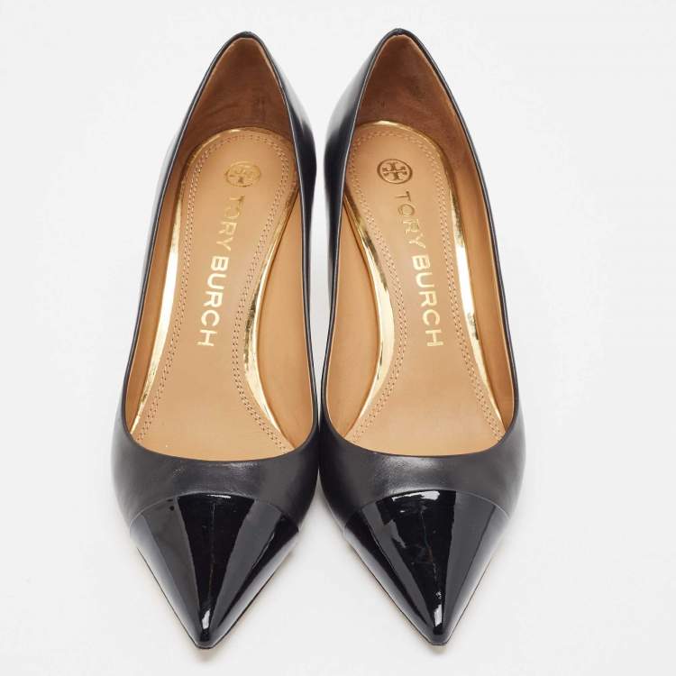 مملوكة مسبقًا Tory Burch Black Patent and Leather Penelope Pumps Size 40