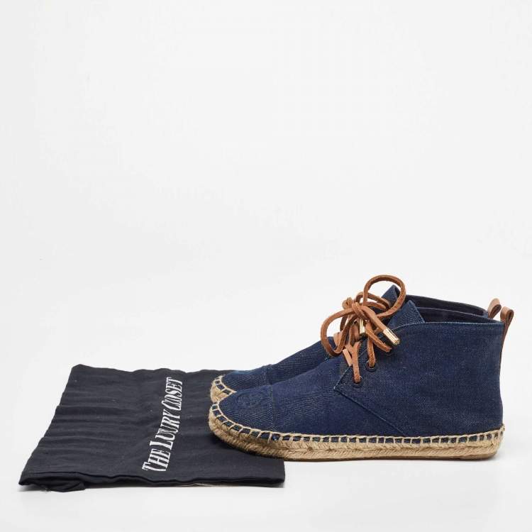 Pre Owned Tory Burch Blue Denim Espadrille Sneakers Size 37