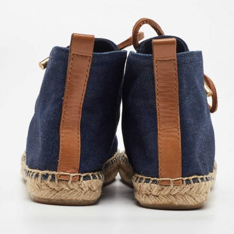 Pre Owned Tory Burch Blue Denim Espadrille Sneakers Size 37