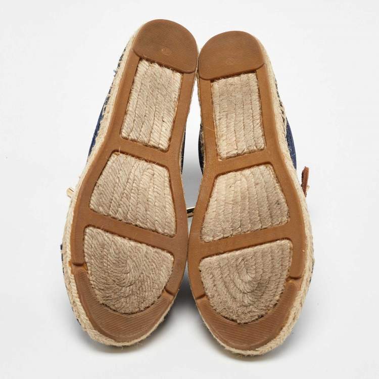 Pre Owned Tory Burch Blue Denim Espadrille Sneakers Size 37