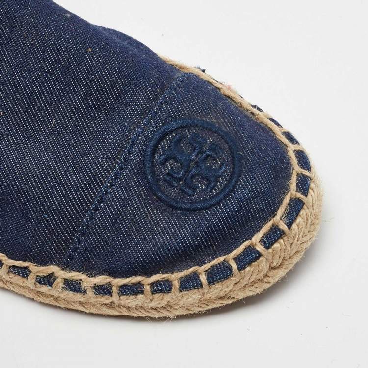 Pre Owned Tory Burch Blue Denim Espadrille Sneakers Size 37