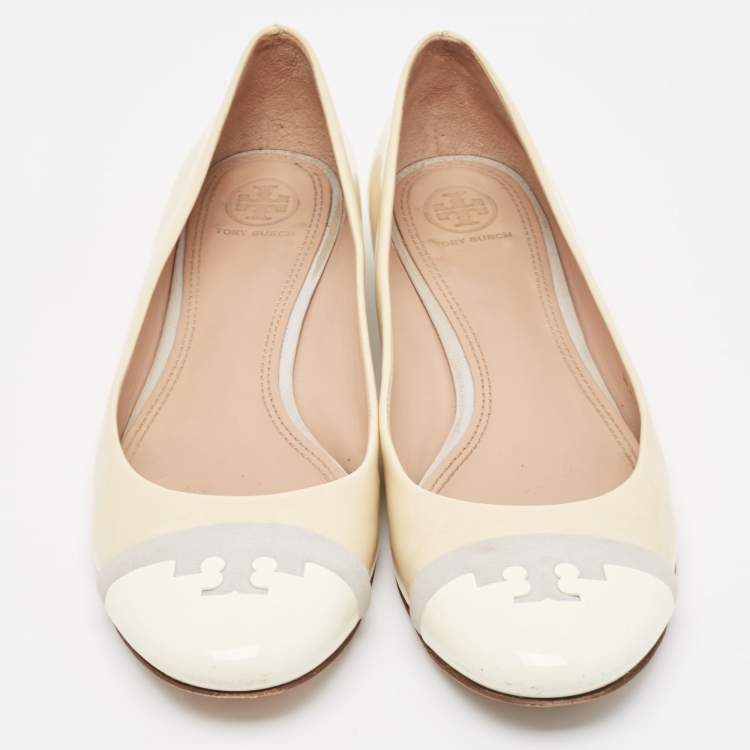 مملوكة مسبقًا Tory Burch Tricolor Patent Leather Ballet Flats Size 39.5