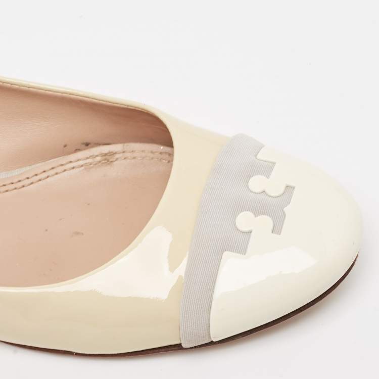 مملوكة مسبقًا Tory Burch Tricolor Patent Leather Ballet Flats Size 39.5