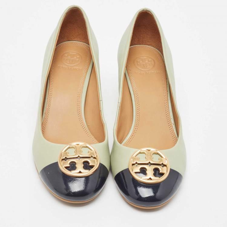مملوكة مسبقًا Tory Burch Green/Black  Patent and Leather Chelsea Pumps Size 37.5