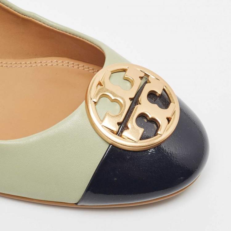 مملوكة مسبقًا Tory Burch Green/Black  Patent and Leather Chelsea Pumps Size 37.5