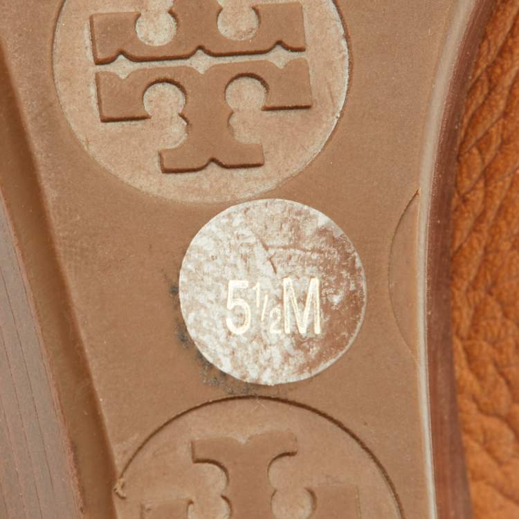 مملوكة مسبقًا Tory Burch Beige Leather Reva Peep Toe Wedge Pumps Size 36