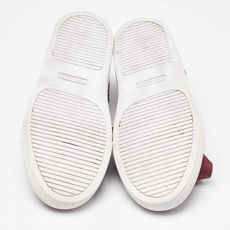 Pre Owned Tory Burch Red Quilted Leather Marion Lace Up Sneakers Size 39